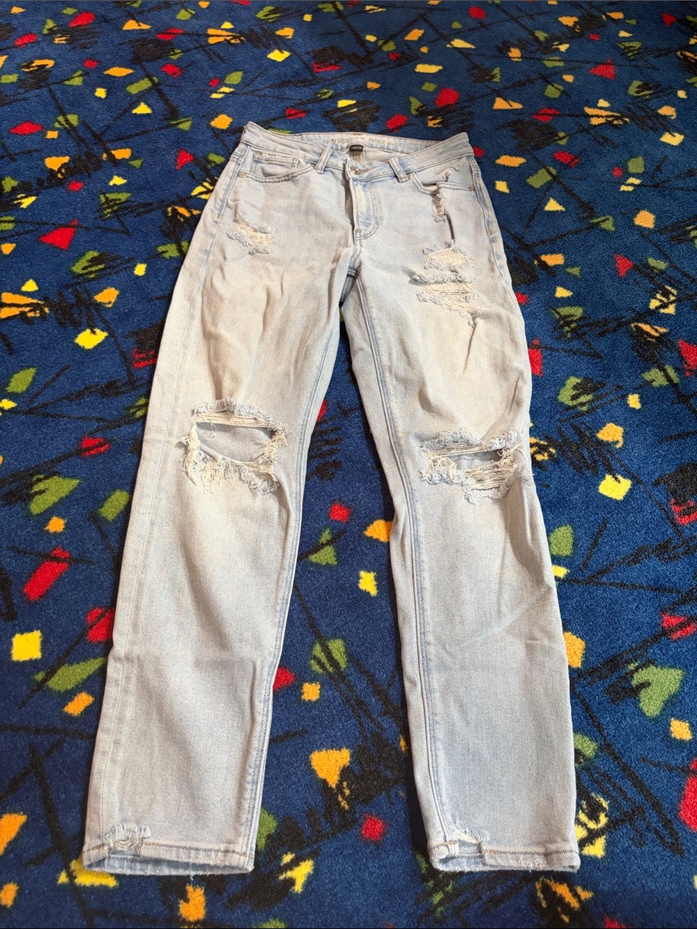 Light Wash Distressed Crossover Women's Jeans